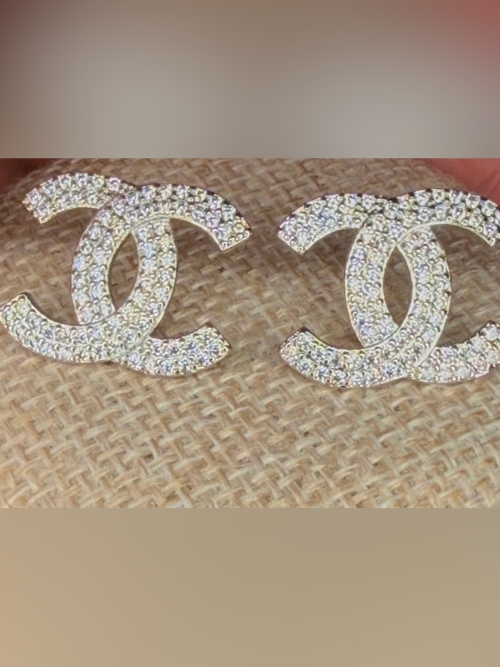 Crystal CC Logo Stud Earrings in Silver-Tone